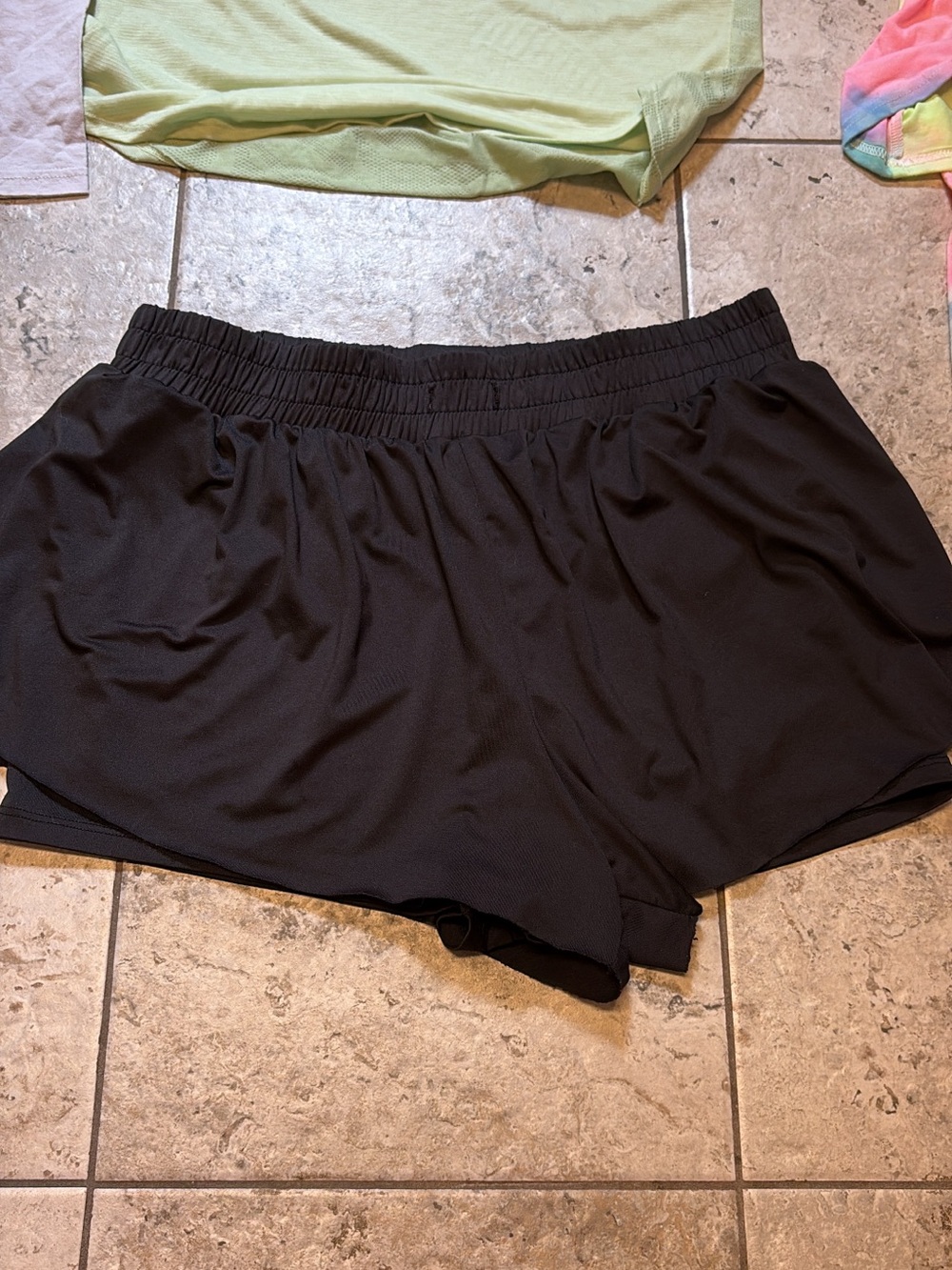 Women's Black Athletic Running Shorts with Elastic Waist